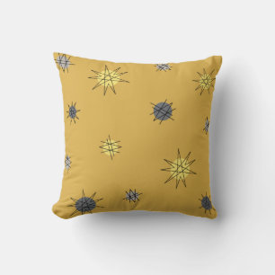 Atomic Age Starburst Planets Ochre Grey Kussen