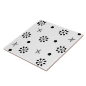 Atomic Age Starbursts Black White 1 Tegeltje (Zijkant)