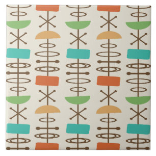 Atomic Age Symbolen veelkleurig Tegeltje