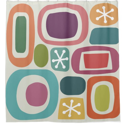 Atomic Age Veldstenen Kleurrijk Douchegordijn (Voorkant)