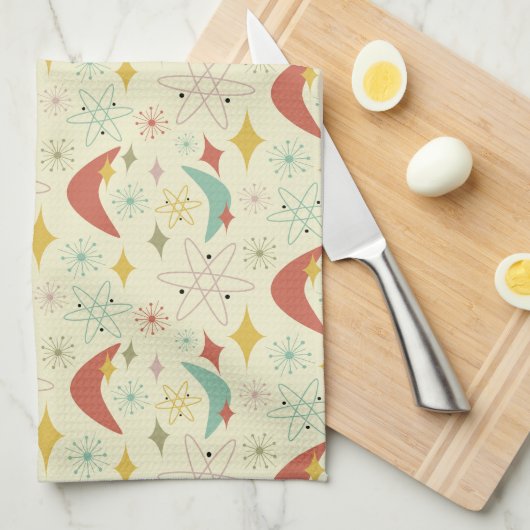 Atomic Boomerang Vuurwerk Zomer Midden Eeuw Theedoek (Quarter Fold)