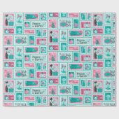 Atomic Cafe Mideeuw Holiday Stampen Cadeaupapier (Vlak)