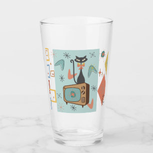 Atomic Cat 16oz Pint Glass Mid-Century Modern Glas