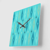 Atomic Diamonds Stars Turquoise uit 1950 Vierkante Klok (Hoek)