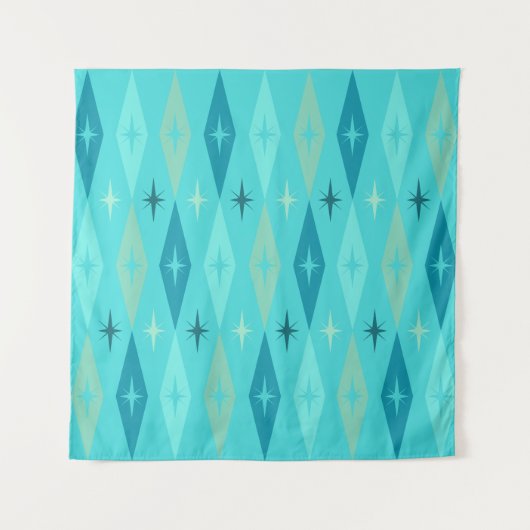 Atomic Diamonds Stars Turquoise uit 1950 Wandkleed (Voorkant)