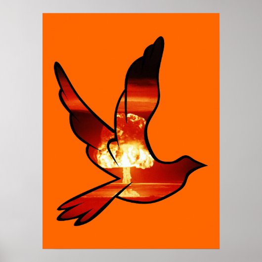 Atomic Dove Mushroom Cloud Print Poster Sign. (Voorkant)