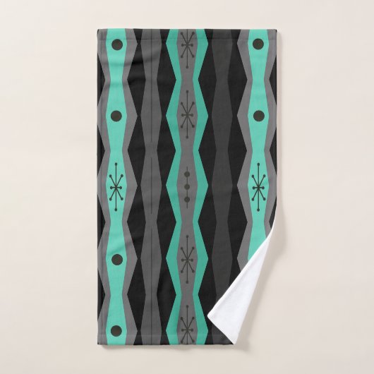 Atomic Era Abstract Columns Black Turquoise Bad Handdoek (Handdoek)