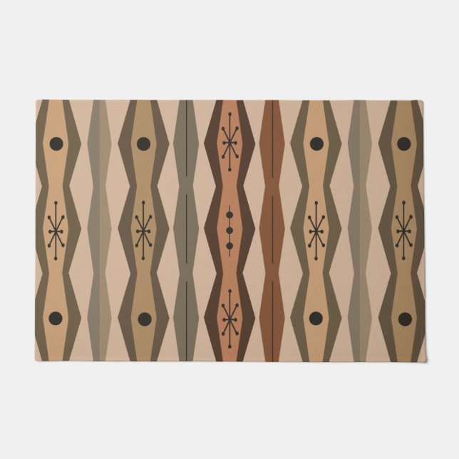 Atomic Era Abstract Columns Brown Deurmat (Voorkant)