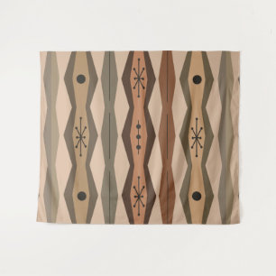 Atomic Era Abstract Columns Brown Wandkleed
