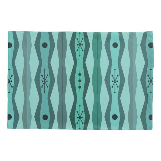 Atomic Era Abstracte kolommen Turquoise Kussensloop (Achterkant)