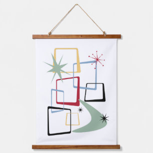 Atomic Era Abstracte Pleinen Midden-Eeuw Hangend Wandkleed