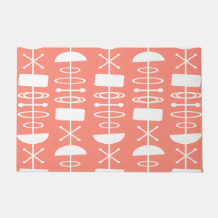 Atomic Era Abstracte symbolen Zalm Roze Deurmat