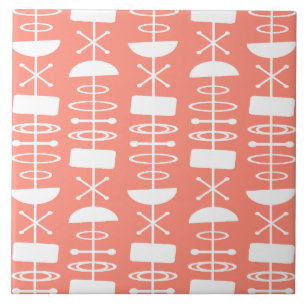 Atomic Era Abstracte symbolen Zalm Roze Tegeltje