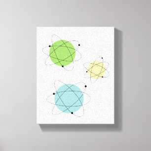 Atomic Era Blauw Groen Geel Mid Century Modern Canvas Afdruk
