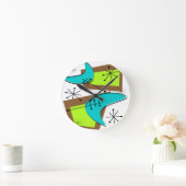 Atomic Era Geïnspireerd Boemerang-ontwerp Ronde Klok (Huis)