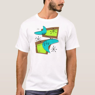 Atomic Era Geïnspireerd Boemerang-ontwerp T-shirt