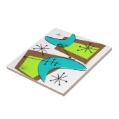 Atomic Era Geïnspireerd Boemerang-ontwerp Tegeltje (Zijkant)