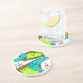 Atomic Era Geïnspireerd Boemerang-ontwerp Zandsteen Onderzetter (Zijkant)