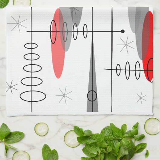 Atomic Era Geïnspireerd midden-eeuwse design 15 Theedoek (Gevouwen)