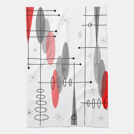 Atomic Era Geïnspireerd midden-eeuwse design 15 Theedoek (Verticaal)