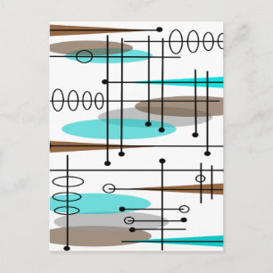 Atomic Era Geïnspireerd middenklasseontwerp 13 Briefkaart