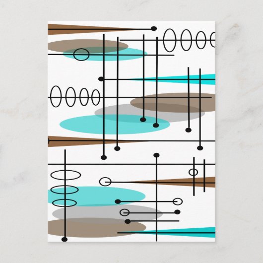 Atomic Era Geïnspireerd middenklasseontwerp 13 Briefkaart (Voorkant)