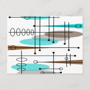 Atomic Era Geïnspireerd middenklasseontwerp 13 Briefkaart