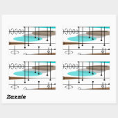 Atomic Era Geïnspireerd middenklasseontwerp 13 Rechthoekige Sticker (Vel)