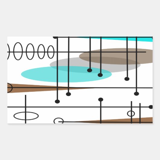 Atomic Era Geïnspireerd middenklasseontwerp 13 Rechthoekige Sticker (Voorkant)