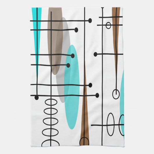 Atomic Era Geïnspireerd middenklasseontwerp 13 Theedoek (Verticaal)