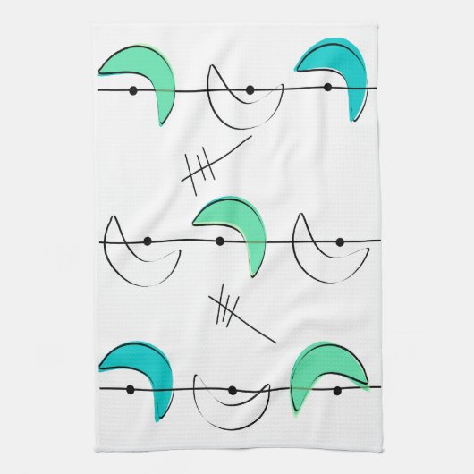 Atomic Era Geïnspireerd middenklasseontwerp 16 Theedoek (Verticaal)