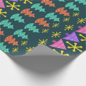 Atomic Era kerstbomen Kitsch Dark Cadeaupapier (Hoek)