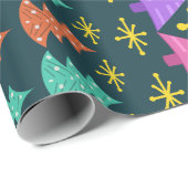 Atomic Era kerstbomen Kitsch Dark Cadeaupapier (Rol Hoek)