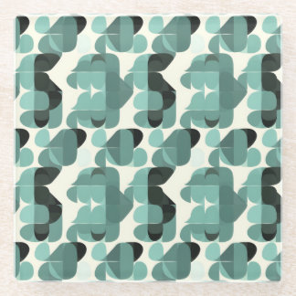 Atomic Era MCM Mid Century Modern Blauwgroen Glazen Onderzetter