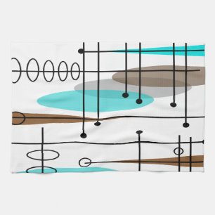 Atomic Era Mid-Century Modern Abstract Theedoek