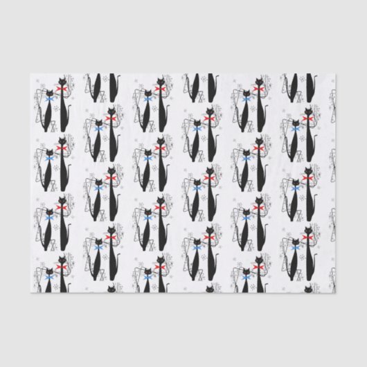 Atomic Era mid Century Modern Cool Cat Paar Tissuepapier (Voorkant)