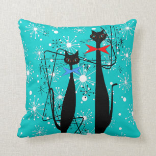 Atomic Era mid Century Modern Cool Cat Starburst Kussen
