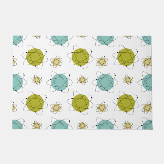 Atomic Era Science Midden-eeuw Modern Patroon Deurmat (Voorkant)