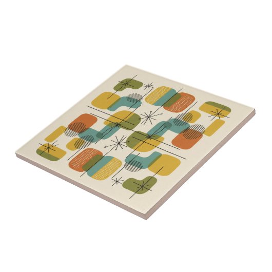 Atomic Era Starburst and Rounded Shapes #4 ID1224 Tegeltje (Zijkant)