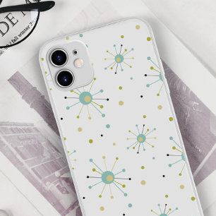 Atomic Era Starburst en Stippen Mid Century Modern iPhone 16 Hoesje