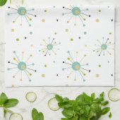 Atomic Era Starburst en Stippen Mid-eeuwse Moderne Theedoek (Gevouwen)