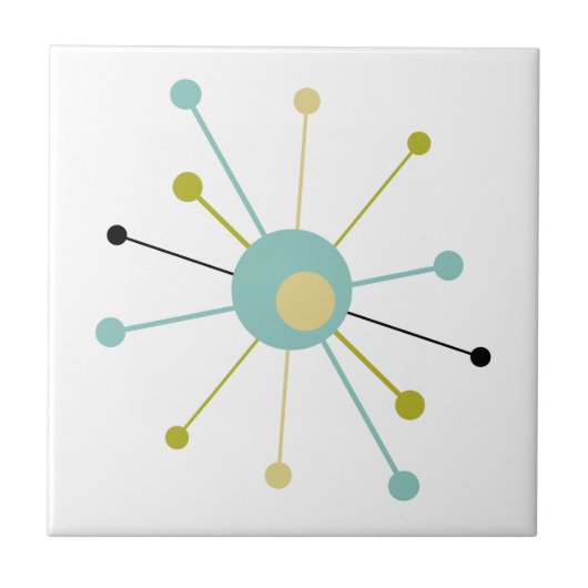 Atomic Era Starburst Mid Century Modern Tegeltje (Voorkant)