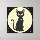 Atomic Futuristic Black Cat Moon Canvas Afdruk (Voorkant)