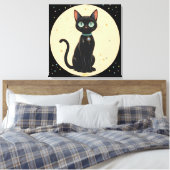 Atomic Futuristic Black Cat Moon Canvas Afdruk (Insitu (Slaapkamer))