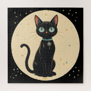 Atomic Futuristic Black Cat Moon Legpuzzel