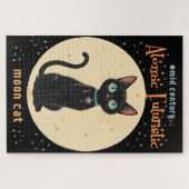 Atomic Futuristic Black Cat Moon met tekst Legpuzzel (Horizontaal)