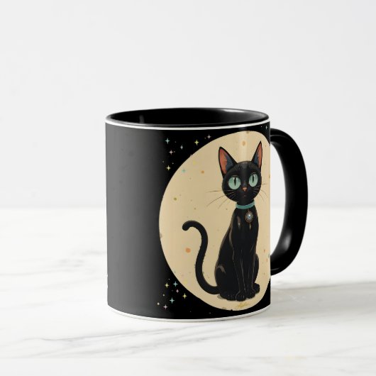 Atomic Futuristic Black Cat Moon Mok (Voorkant rechts)
