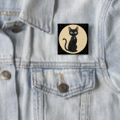 Atomic Futuristic Black Cat Moon Vierkante Button 5,1 Cm (In situ)