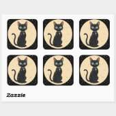 Atomic Futuristic Black Cat Moon Vierkante Sticker (Vel)