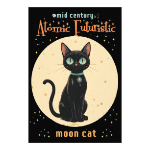 Atomic Futuristic Black Moon Cat Foto Afdruk